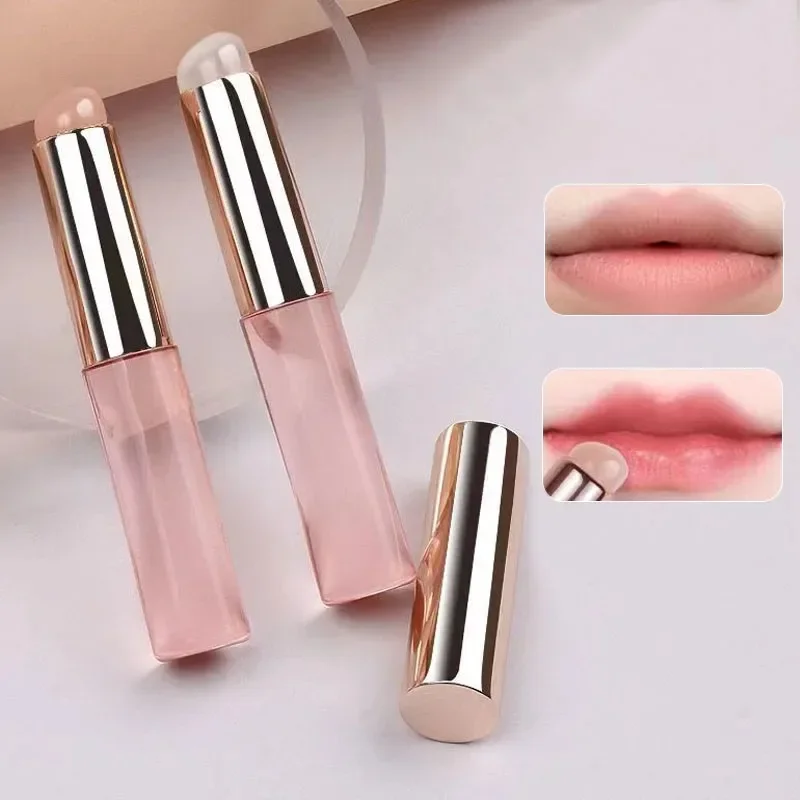 Mini herramienta de maquillaje portátil multiusos, cepillo de labios de cabeza redonda con tapa para aplicador de lápiz labial y corrector, silicona