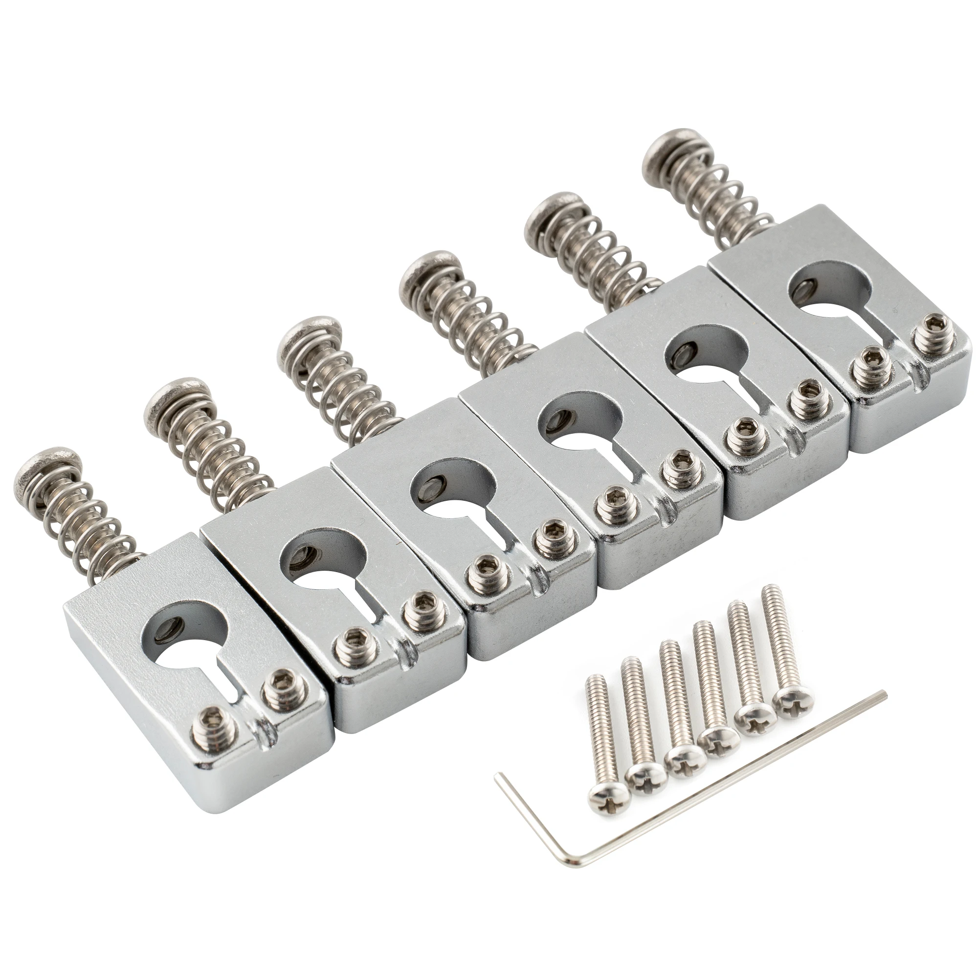 Musiclily Ultra 10.8mm Full Solid Brass Bridge Saddles for ST Style Electric Guitar, Chrome (Set of 6)