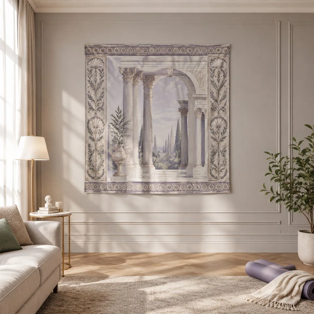 VIKAMA Column and Arch Clustered Groups Tapestry Wall Hanging, Neoclassical Wall Decor Tapestries for Living Room Bedroom