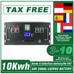 LiFePO4 Battery 48V 200Ah 10Kwh 16S BMS 51.2V 100Ah 120Ah 300Ah Lithium Battery Pack 6000+ Cycles CAN RS485 For Solar EU STOCK