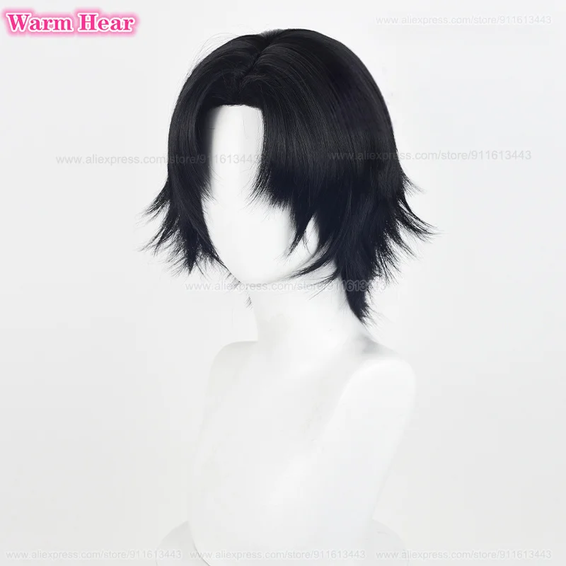 Nuovo! Chrollo Lucilfer parrucca sintetica Anime Short 30cm parrucca Cosplay nera capelli resistenti al calore parrucche per feste di Halloween + cappuccio per parrucca gratuito