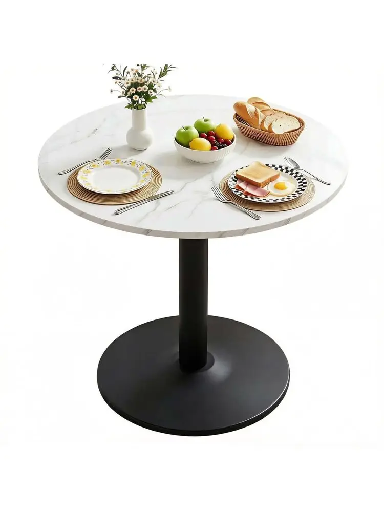 Wood Dining Table, 80cm Modern Small Round Dining Room Table for Home Apartment Kitchen Living Room, White MarblePatterned Wood