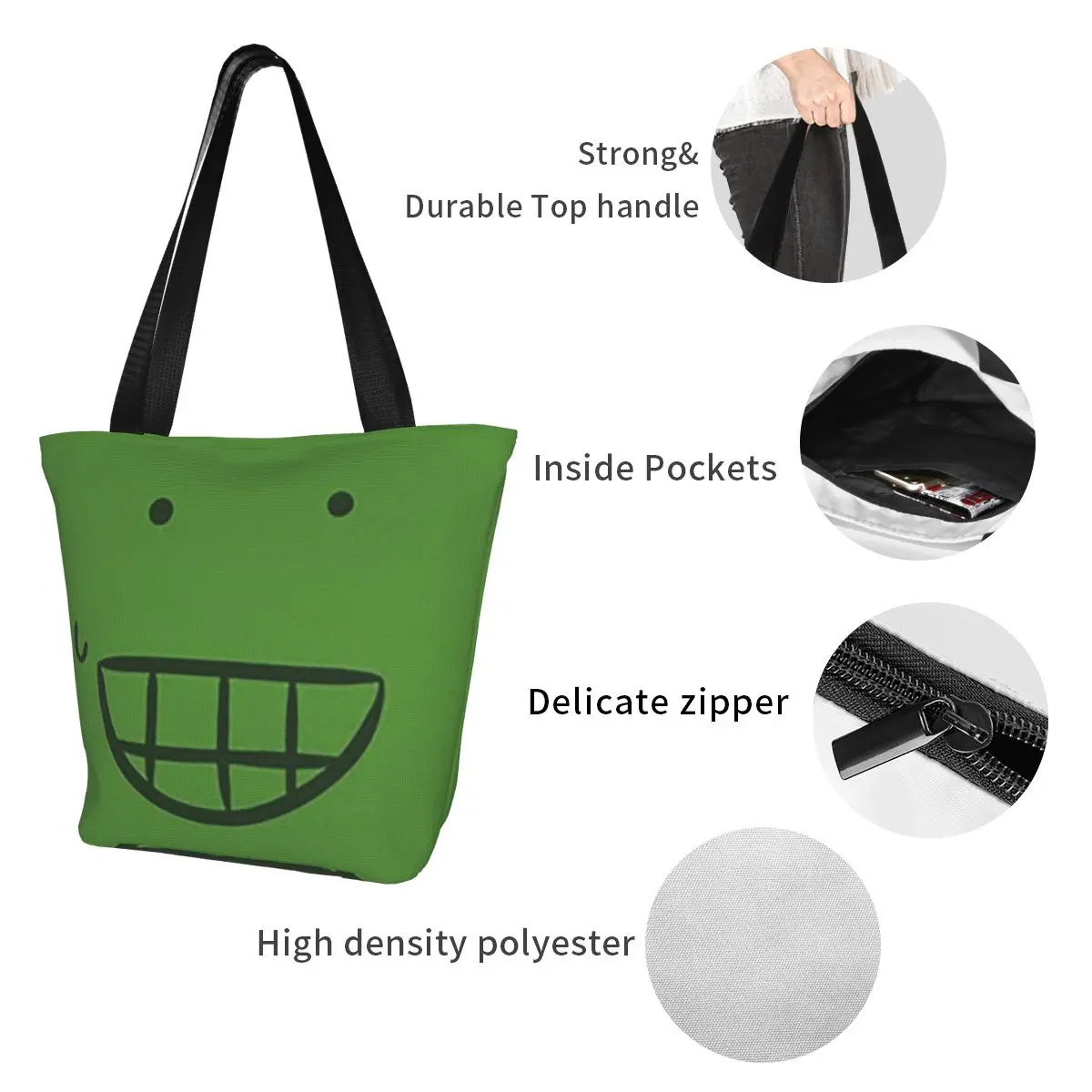 Torba na zakupy Liam Plecak od HFJone (WEIRD SMILE) 1, płócienna torba o dużej pojemności, torba na ramię, torba na zakupy, torba na żywność dla kobiet — zdjęcie 4