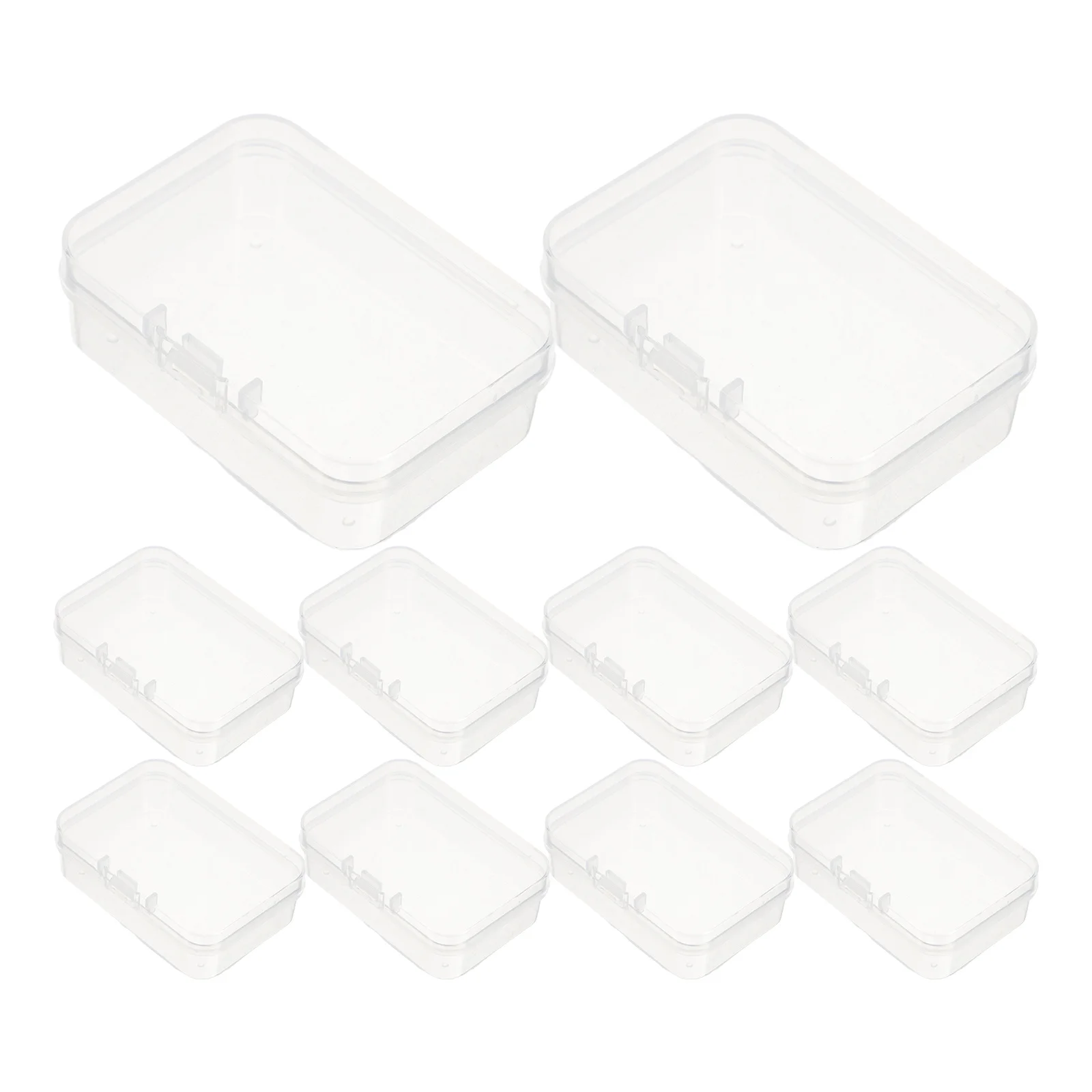 Caja de almacenamiento de plástico de 10 Uds., contenedores pequeños transparentes de 3,5x2,4x1,2 pulgadas para cuentas, joyería artesanal, organizador de tornillos, Mini estuche para aparejos