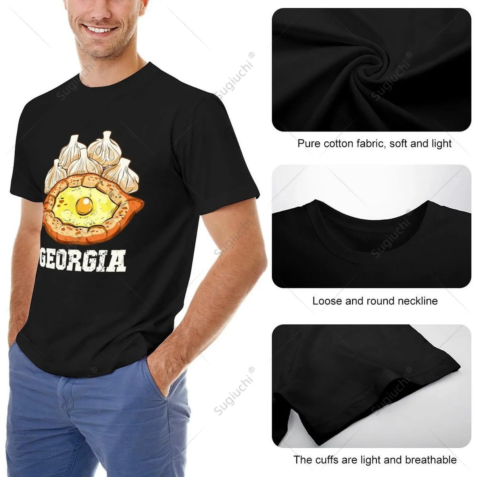 Unisex uomo Khinkali Khachapuri Food Lover Travel Georgia Tshirt Tees T-shirt donna ragazzi 100% cotone T-shirt