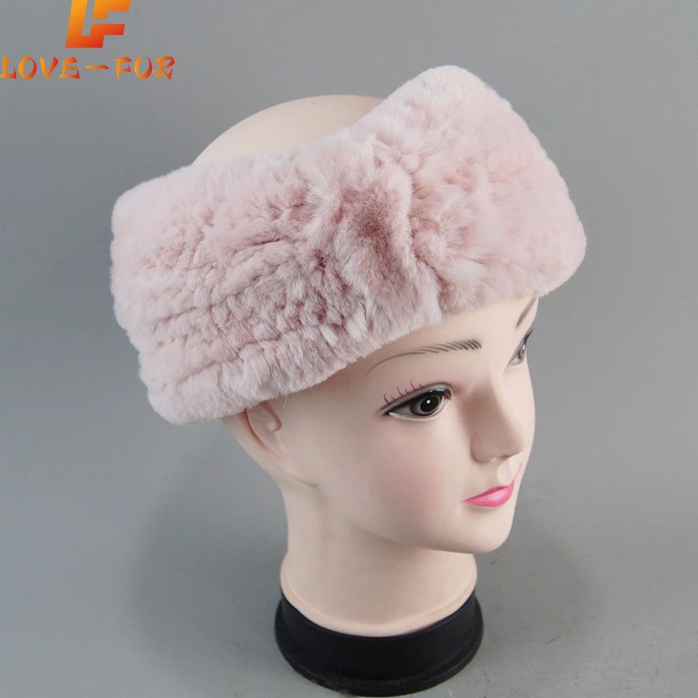 

Natural Warm Soft Lady Rex Rabbit Fur Muffler Real Rex Rabbit Fur Headband For Women Winter Gaiter Tube Elastic Ski Ear Warmer