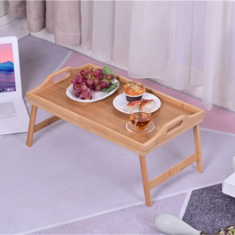 Portable Bamboo Wood Bed Tray Breakfast Table Computer Stand Laptop Desk Food Sofa Bed Serving Tray Tea Tray Table Furniture