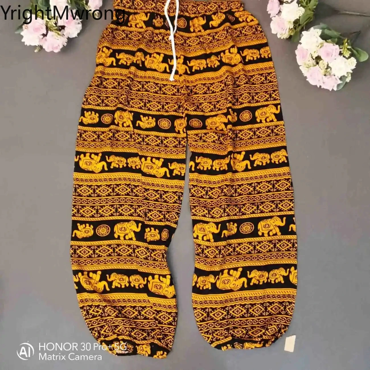 Drawstring High Waist Elephant Bandana Jogger Pant Loose Harem Trouser Summer Workout Athletic Cloth Comfortable Sportwear Women