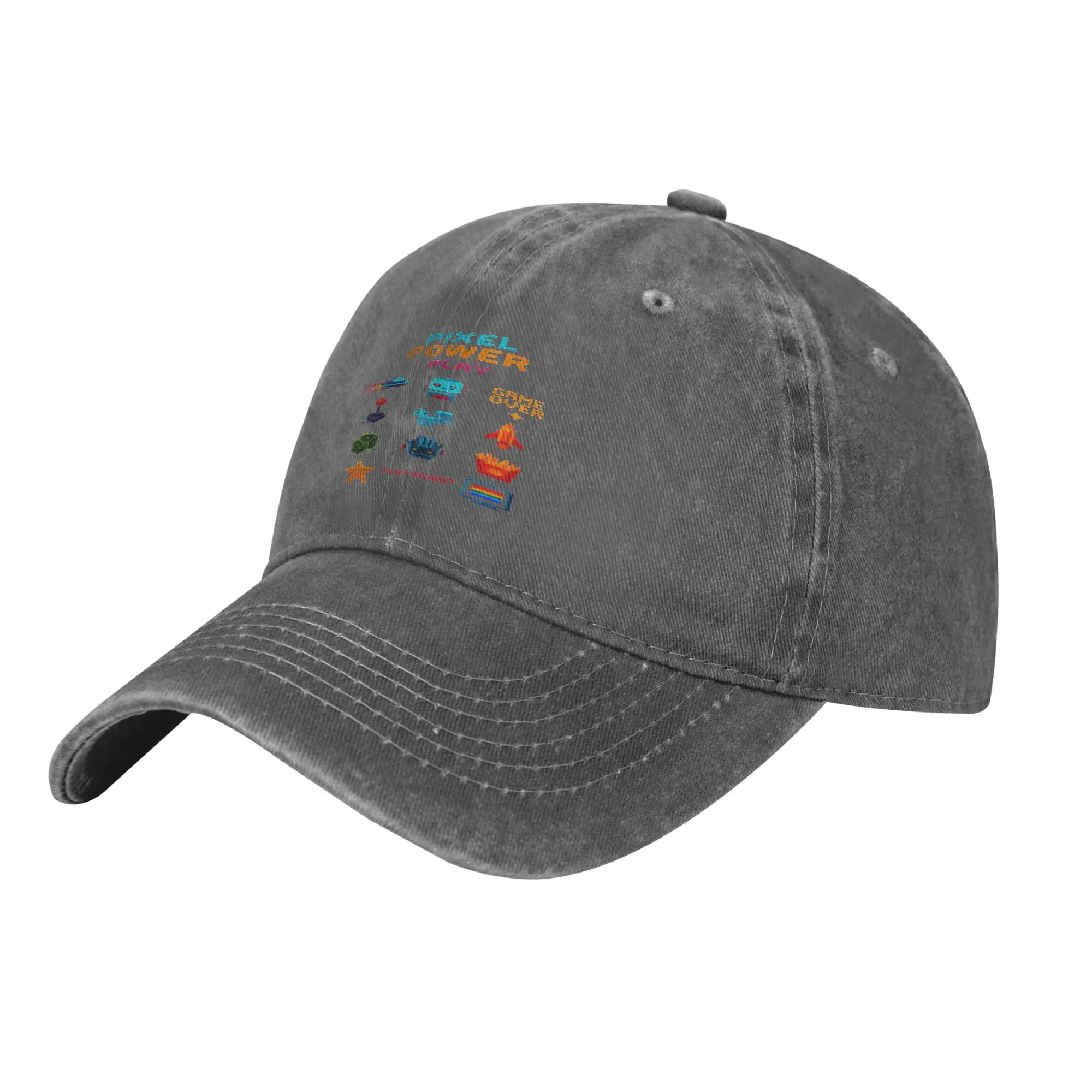 Pure Color Dad Hats Pixel Power Play Retro Game Pixel Icons Graphic Women's Hat Sun Visor Baseball Caps  Peaked Cap