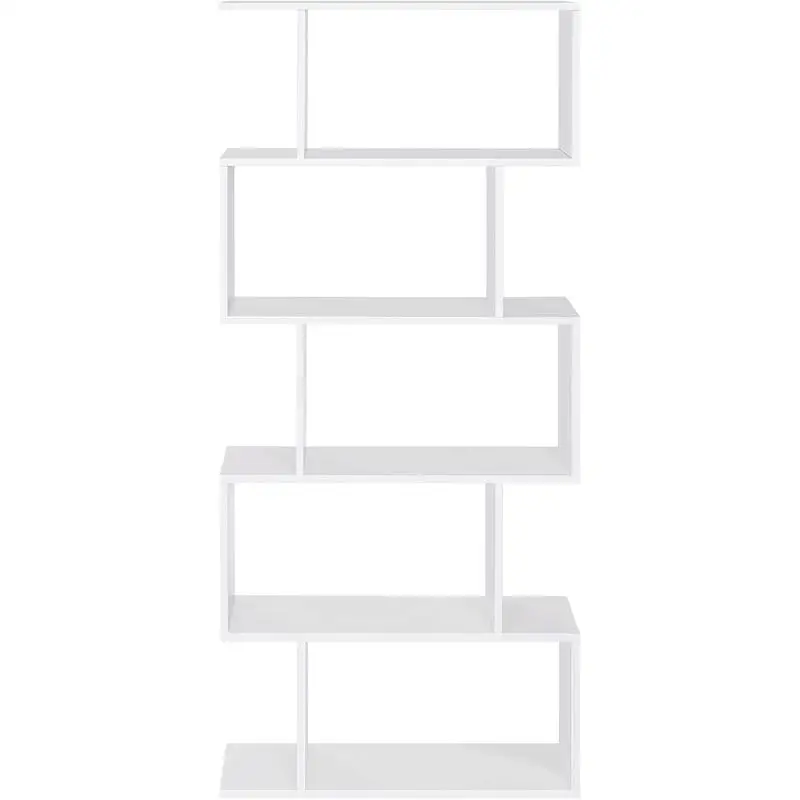 

5-Layer White Bookshelf for Home Storage Solutions - Simple and Elegant Design for Organizing Books, Decor, and More - Ideal