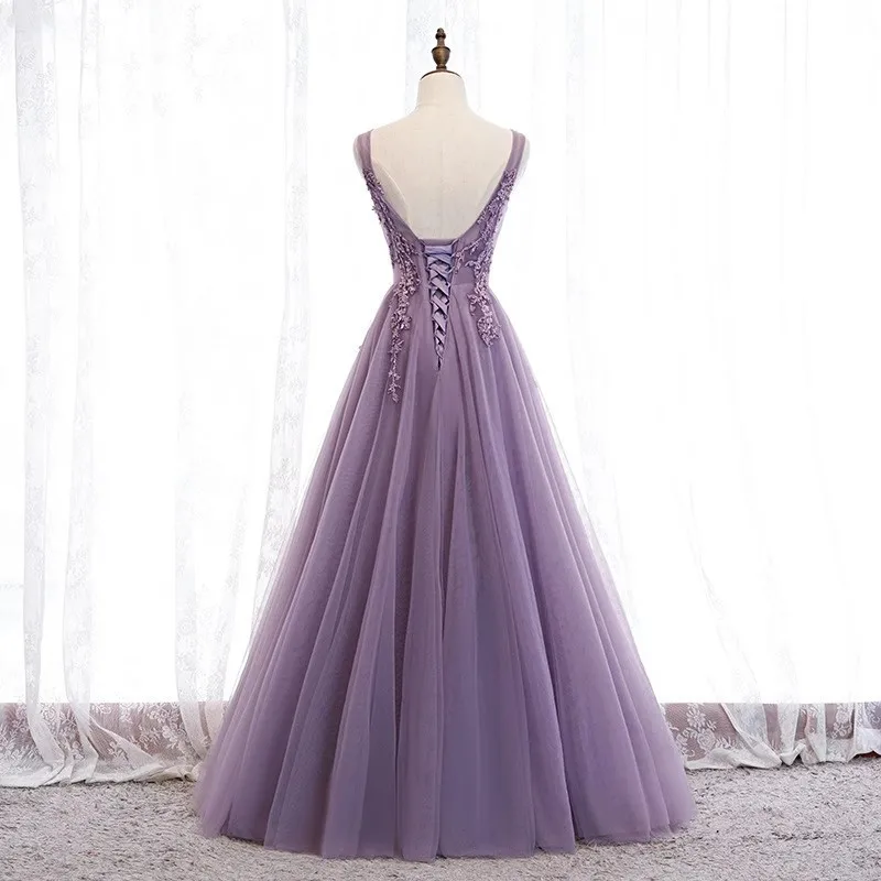 2024 Gorgeous Evening Dresses for Women Sexy V Neck Crystal Beaded Beads Backless Spaghetti Straps Formal Purple Prom Gown