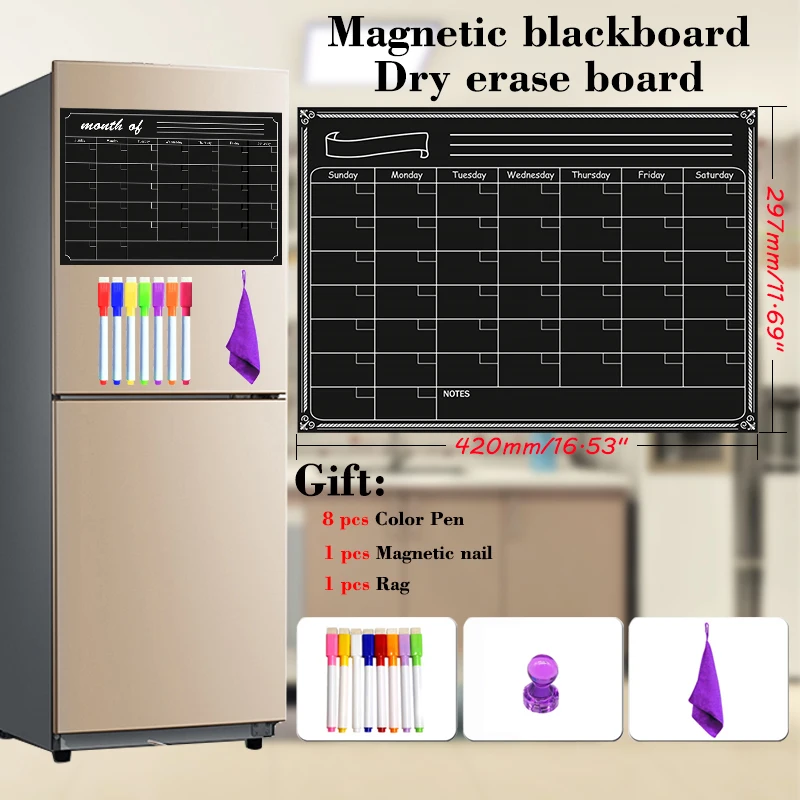 Магнитная доска Размера A3, ежемесячный планировщик, наклейка на холодильник, лист сообщений, меню, доска, этикетки, магнитная доска