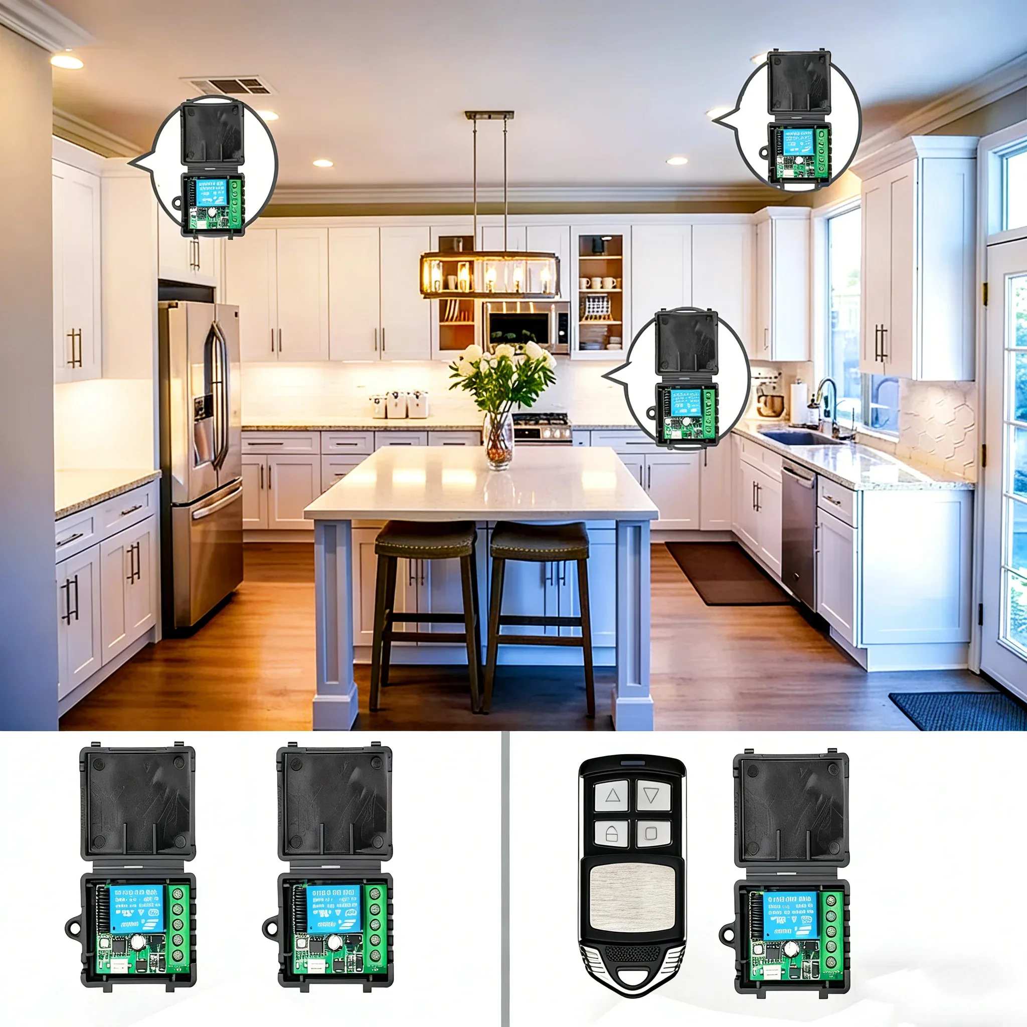 KEBIDU DC 12V 433Mhz RF 4CH Wireless Remote Control Switch Relay 1CH Receiver EV1527 Learning Code For Garage Door LED Light DIY