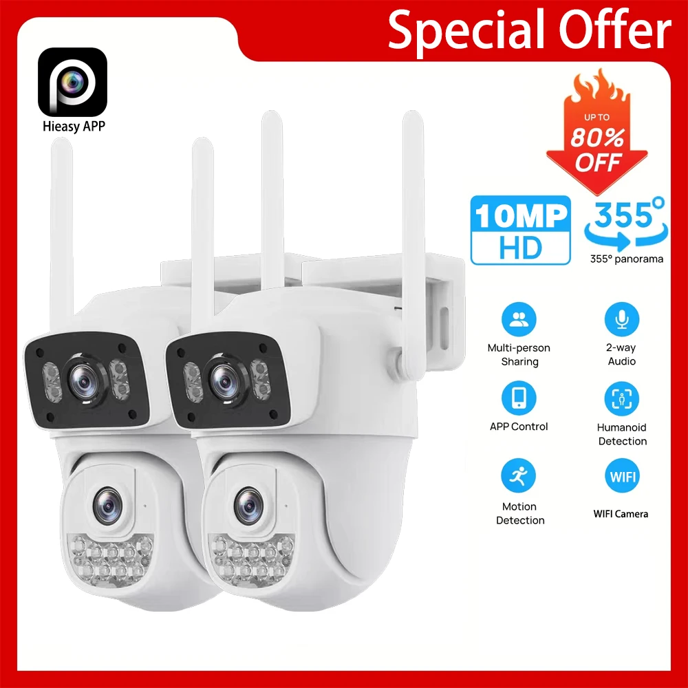 Top Verkauf 10MP PTZ Kamera Dual Objektiv Dual Screen WiFi Outdoor Überwachung Auto Tracking Sicherheit Schutz PTZ IP Kameras Hieasy