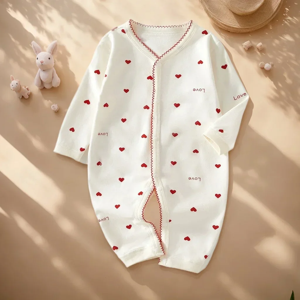 Ropa de otoño para niños, Body con estampado romántico para niñas y traje de una pieza de manga larga para recién nacidos, ropa para exteriores, primavera, otoño y verano