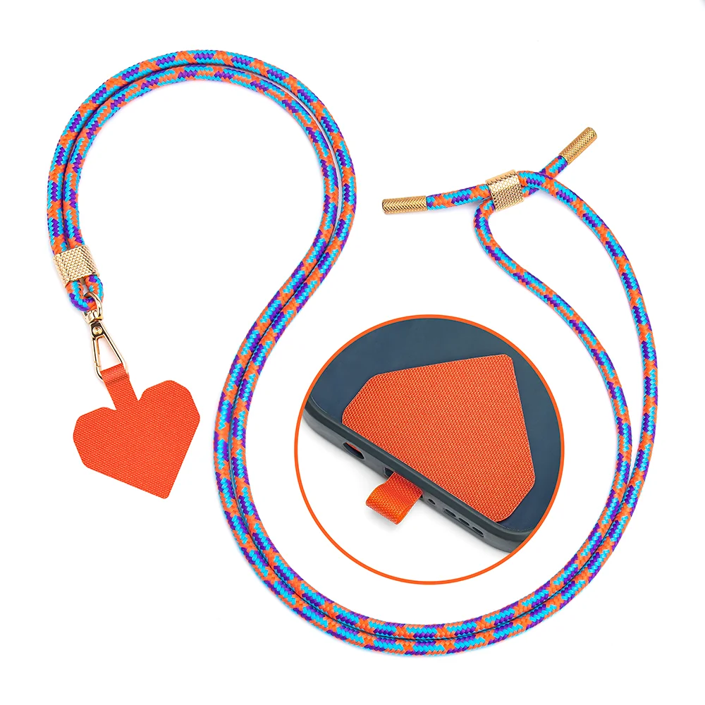 Crossbody Lanyard Necklace Strap Universal Phone Lanyard Adjustment Heart Shape Patch Safety Anti-Lost Rope For Mobile Key Fobs