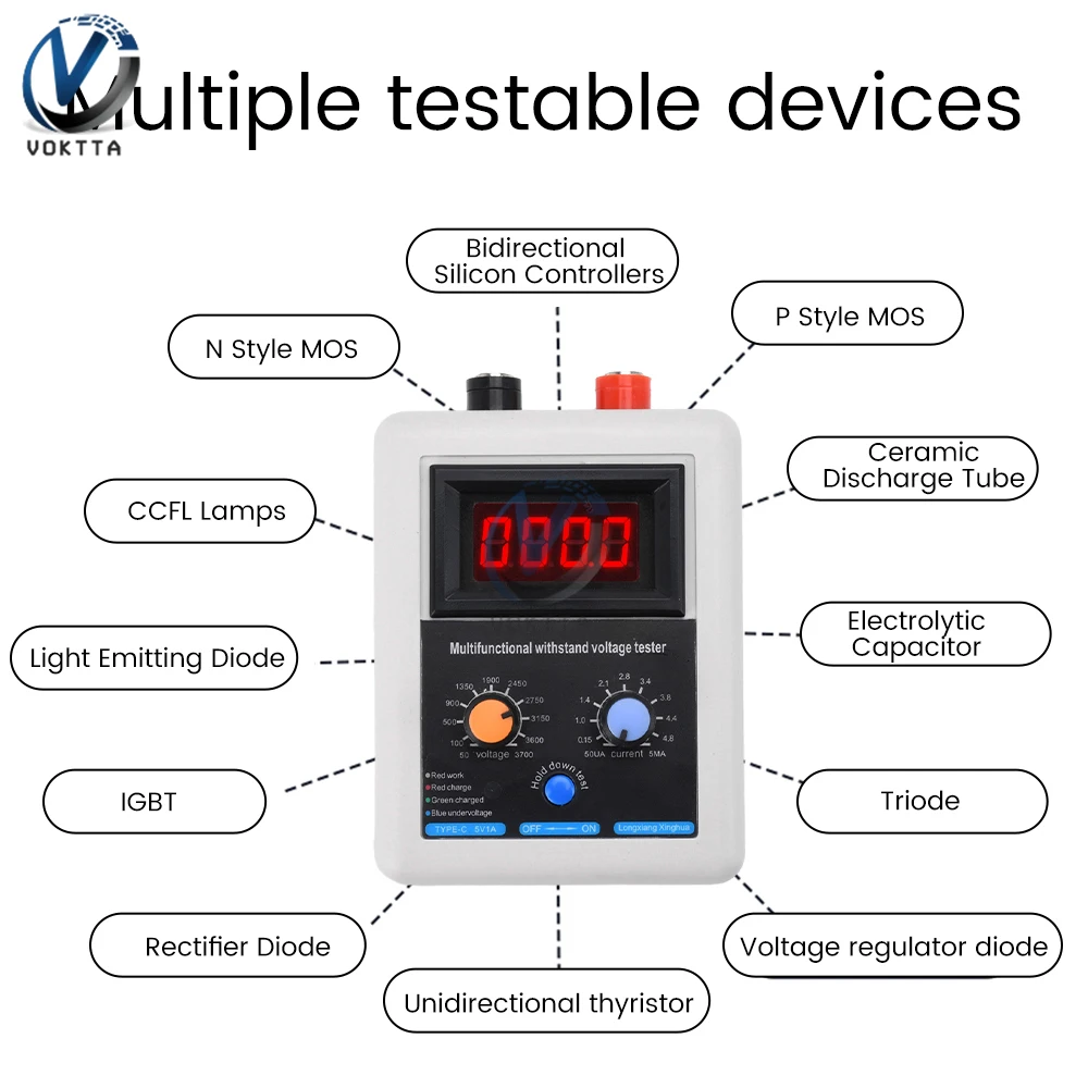 0V-3700V napięcie IGBT dioda Tester próbnik elektroniczny MOS trioda kondensator rezystor wytrzymuje Tester wyświetlacz LCD woltomierz multimetr