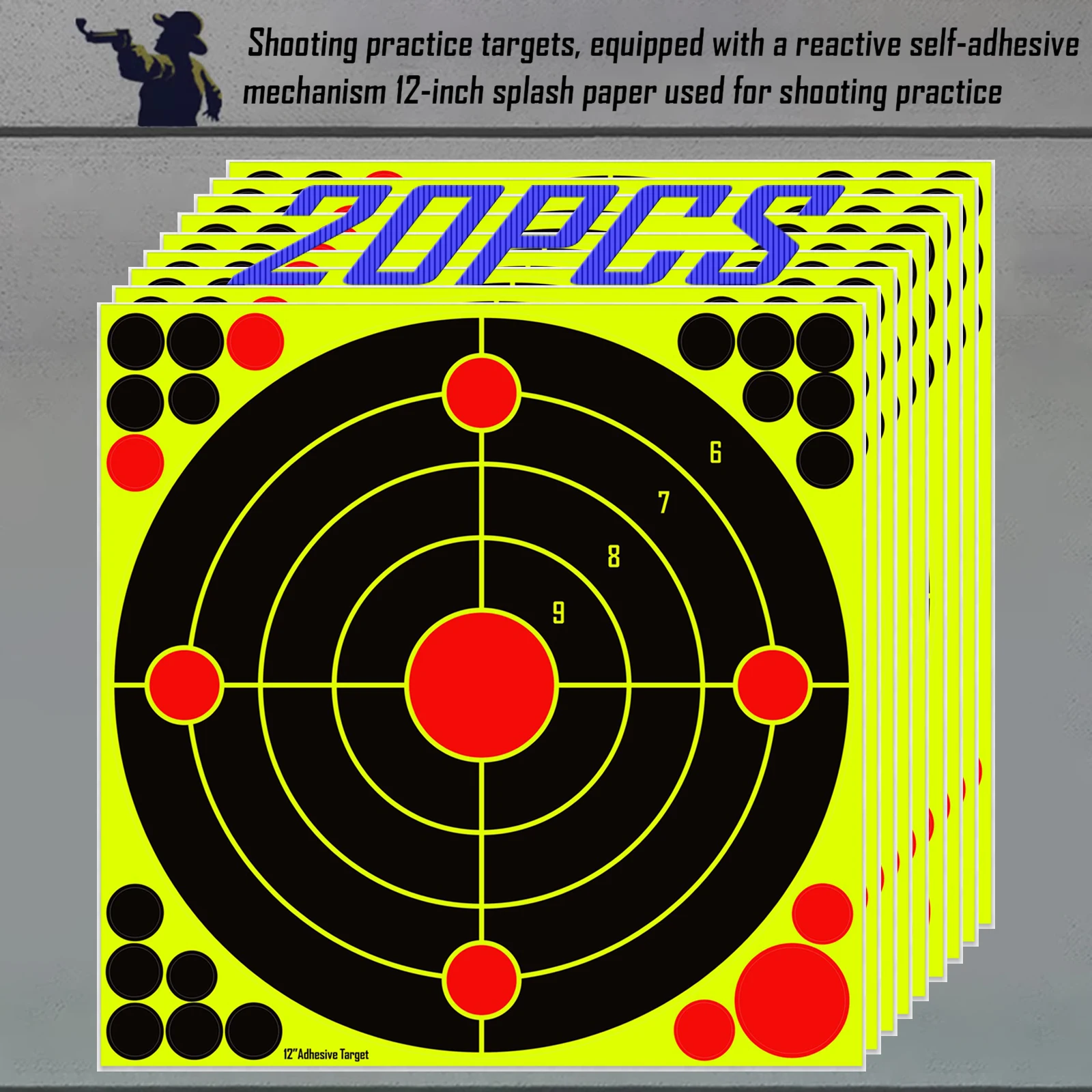 

JOAXOR 20Pcs Shooting Practice Splash Target Sticker 12inch Shooting Target Training Supplies Sticker Fluorescent Color Label