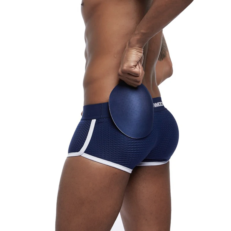 

CLEVER-MENMODE Men Boxer Shorts Butts Lifter Hips Panties Ultra Thin Breathable Boxers Removable Butt Pads And Front Pad