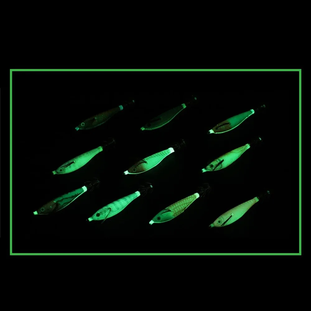 10pcs 10.5cm Glow Horizontal Squid Jig Hook Saltwater Shrimp Fishing Lures Cuttlefish Fishing Accessories Octopus Lure Baits