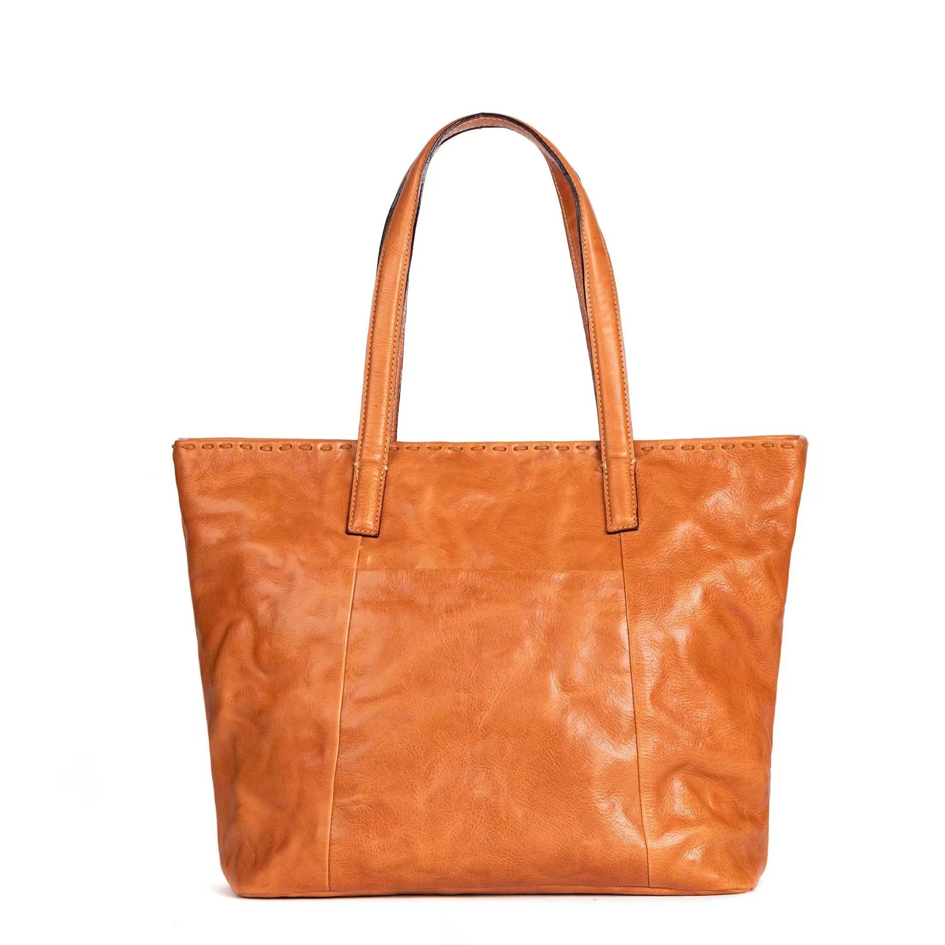 

Genuine Leather Bag Large Capacity Lady Tote Autumn and winte Classic Shoulder First Layer Vegetable Tanned