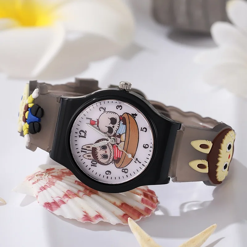 ساعة أطفال من Labubu كارتونية ثلاثية الأبعاد بحزام سيليكون للفتيات كوارتز للأطفال هدية عيد ميلاد لطلاب المرحلة الابتدائية Labubu·