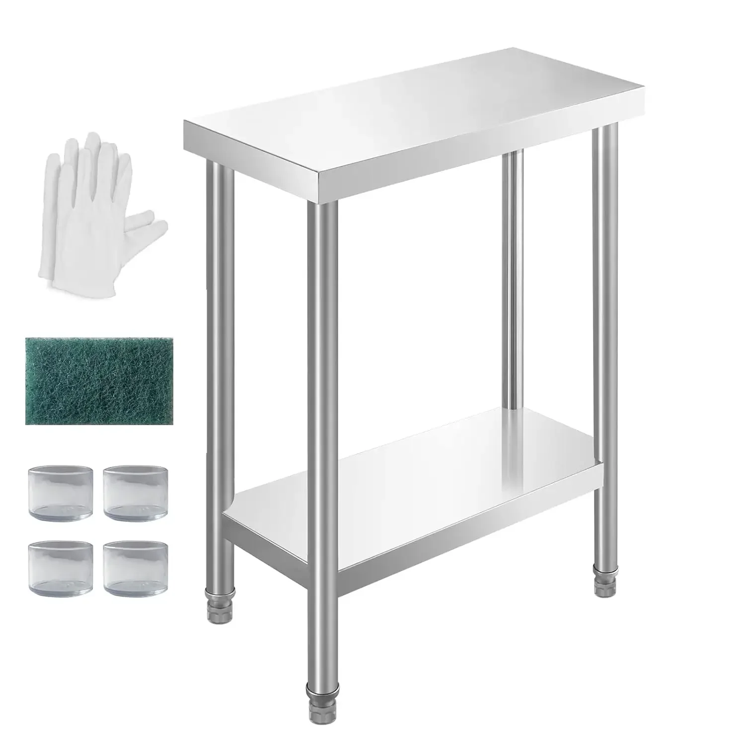 Stainless Steel Table for Prep & Work 24 x 12 Inches, Commercial Heavy Duty Food Prep Worktable with Undershelf for Restaurant,