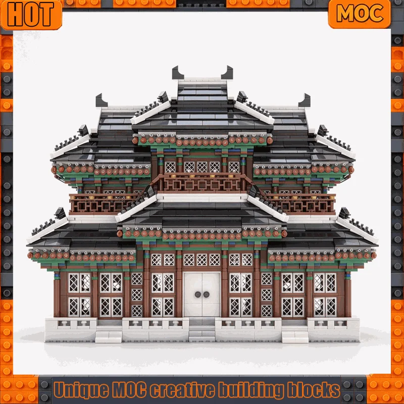 NEW 5981PCS Ancient Korean Palace Hall Model Building Blocks Custom Puzzle Asian Architecture Display Stand Gift For Collectors
