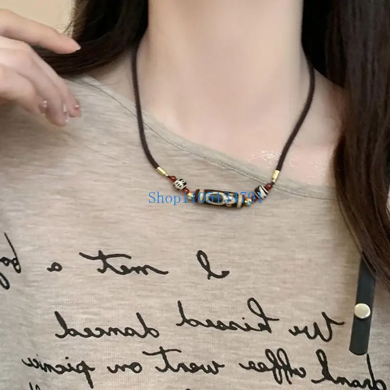 98km Spiritual Nine Eye Dzi Agate Necklace Handmade Protective Amulet For Positivity
