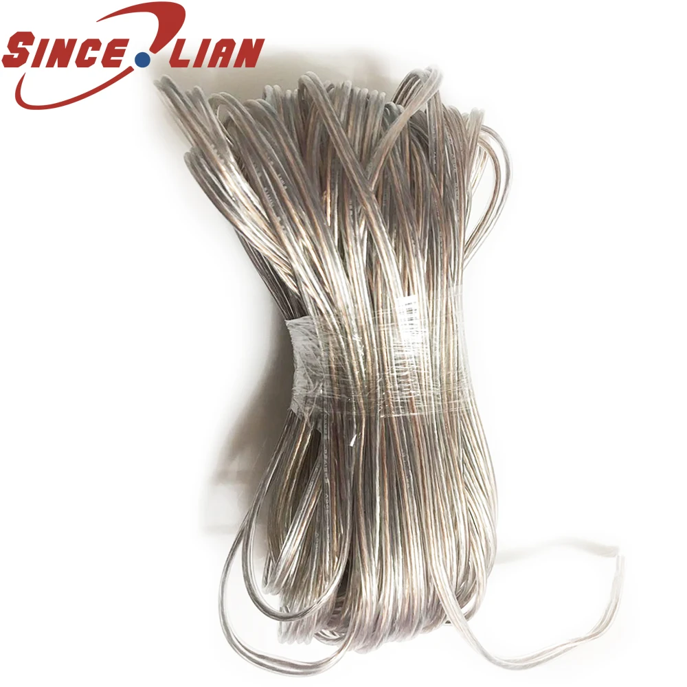 Transparent Wire Gold and Silver Speaker Wire 50m 22AWG Tinned Bare Copper PVC Transparent Parallel Line Audio LED Lamp Wire