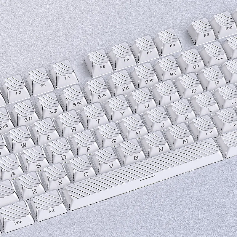 

White Clear Translucent Side-lit Keycaps ASA Profile Magic Wave Crystal Jelly Keycaps for Cherry MX Switches Mechanical Keyboard