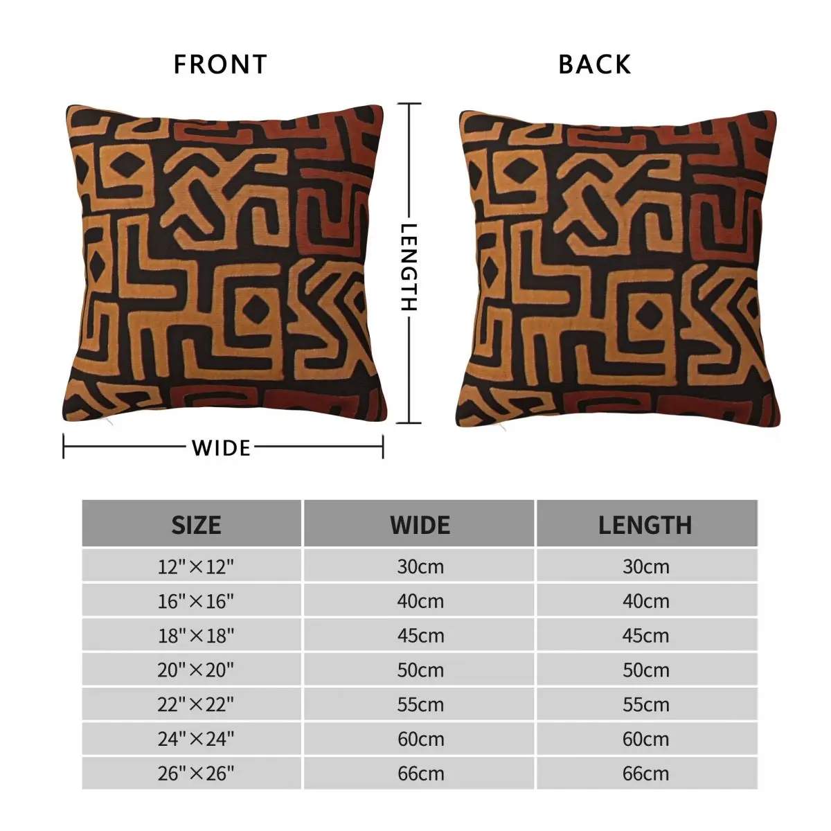 African Mud Cloth Square Pillowcase Polyester Linen Velvet Creative Zip Decorative Home Cushion Case