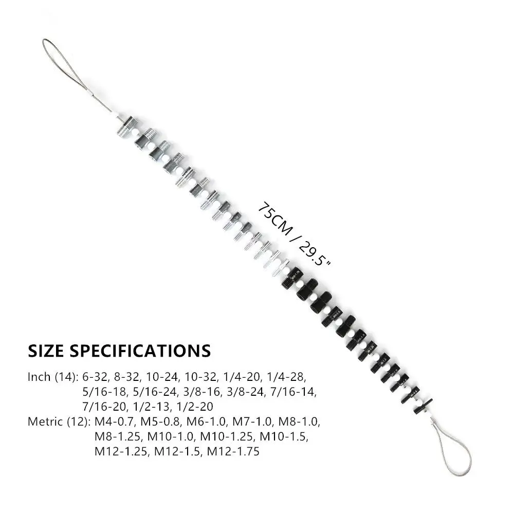 Thread Tester Bolt Nut Screw Thread Checking Checker Inspection Tool (Inch and Metric) 6-32 1/2-20 -1.75 -0.7 M20 M24