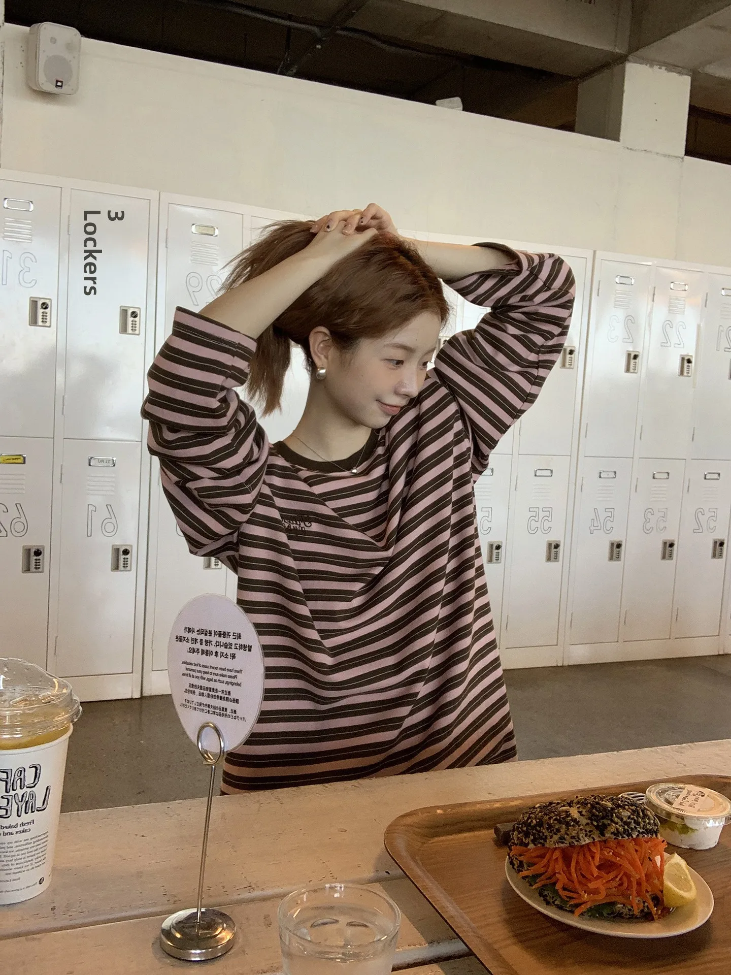 

Red Celebri Long Sve Base irt Женский ранний осенний супер красивый свободный топ в полоску, абсолютно красивый топ