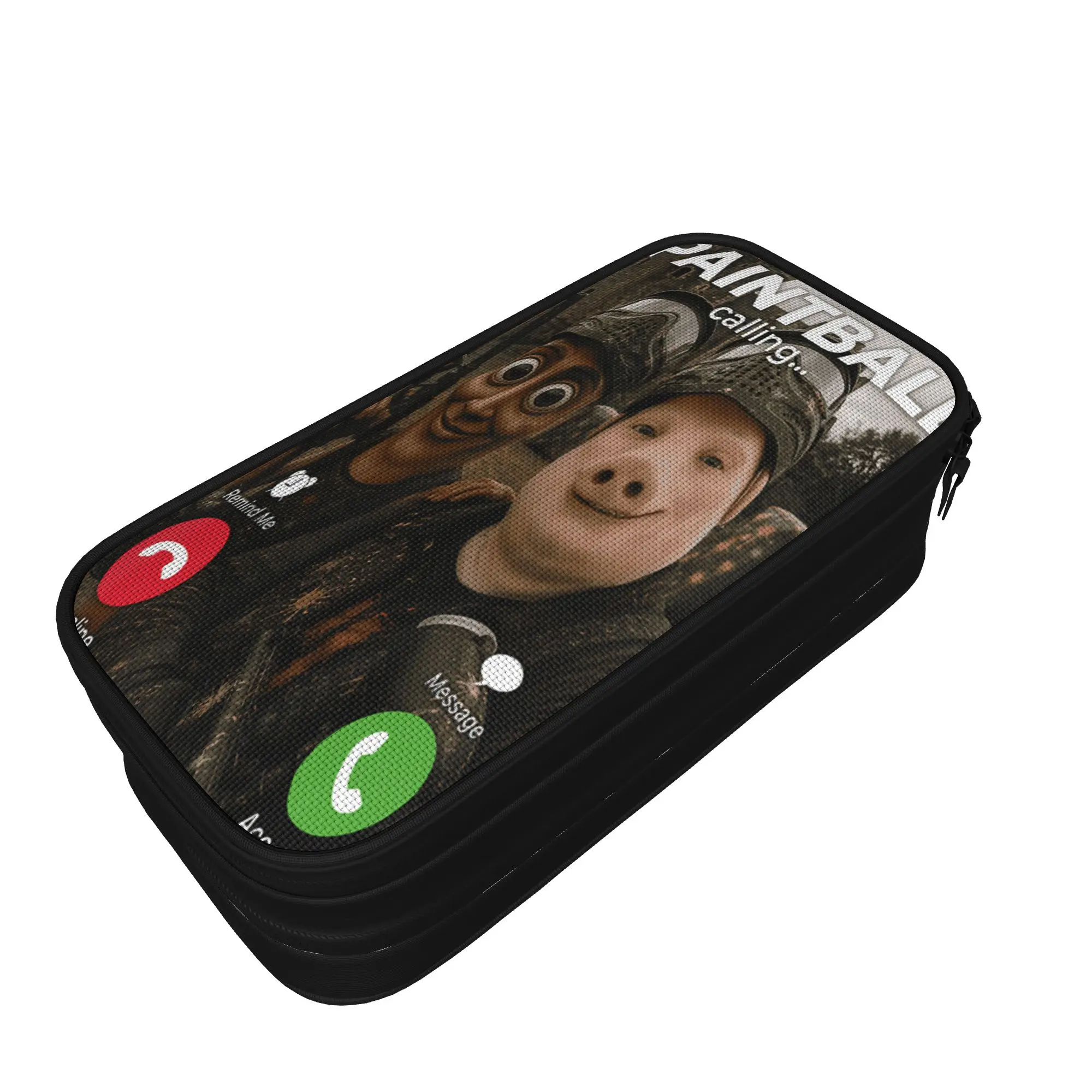 Tung Sahur Paintball Calling Meme John Pork Brainrot Buddy Pencil Case Canvas Pencil Pouch Vintage Big School Pencil Cases
