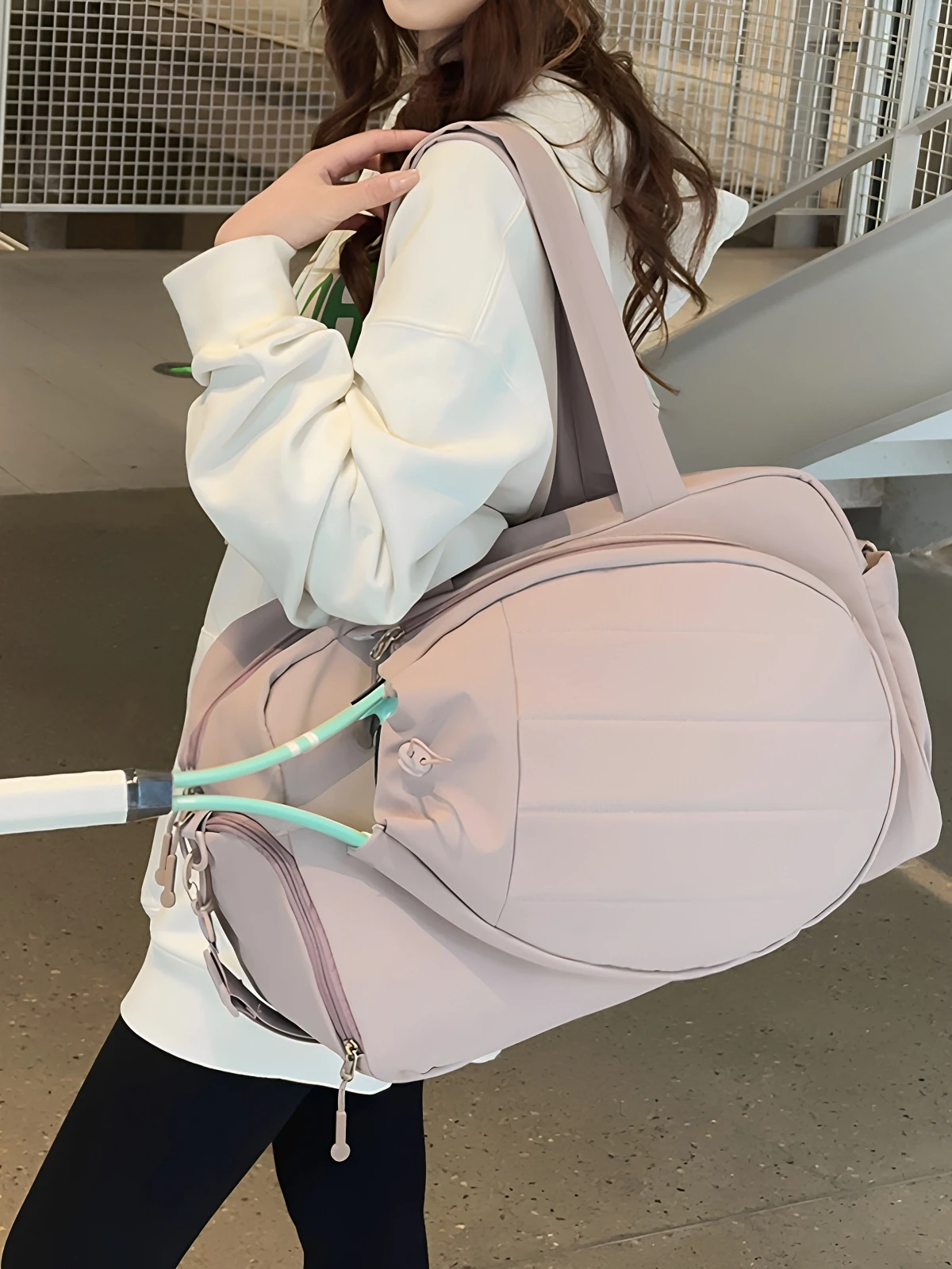 large-capacity-badminton-tennis-fitness-bag-women's-sports-travel-bag-waterproof-lightweight-handheld-crossbody-bag-short-tri