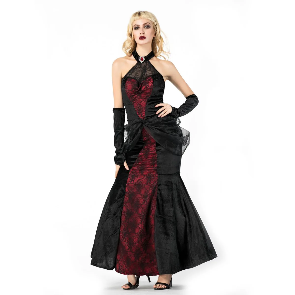 

Vampire Queen Cosplay Adult Queen Of The Vampires Costume For Halloween Fancy Party Dress Women Gothic Performance Uniform