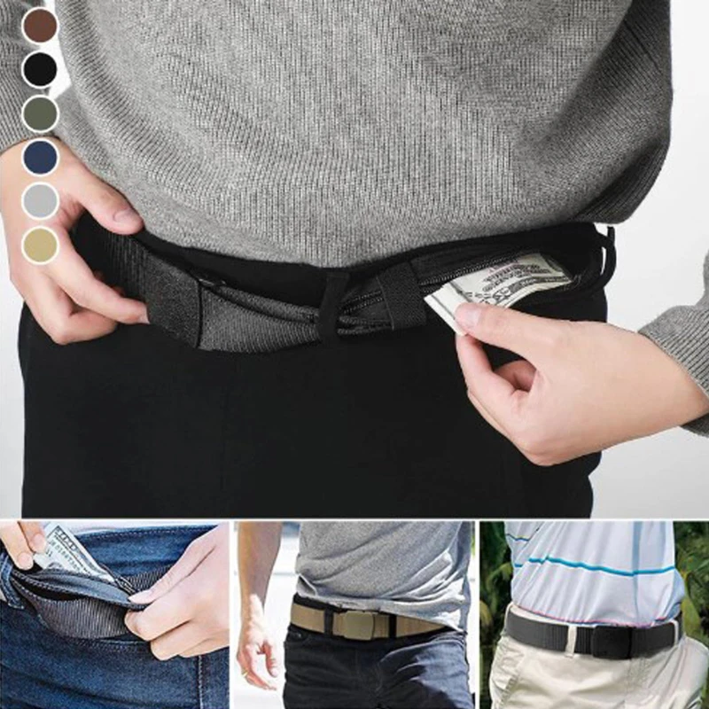 1.2M Outdoor Belt Travel Hidden Cash Anti Theft Waist Belt DIY Strap Belt Waist Packs Wallet Hiding Money Belt Hunting Accessory