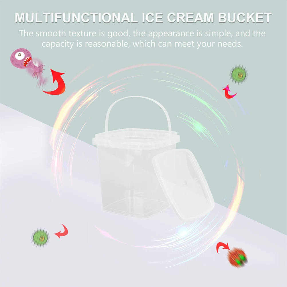 

10pcs Ice Cream Bucket Square Container Clear Reusable Tub Mini Food Transparent Homemade Storage Pail Ice Cream Containers