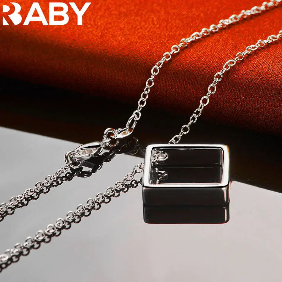URBABY 40-75 cm 925 en argent Sterling carré pendentif collier pour femmes hommes charme tendance cadeaux d'anniversaire mode fête