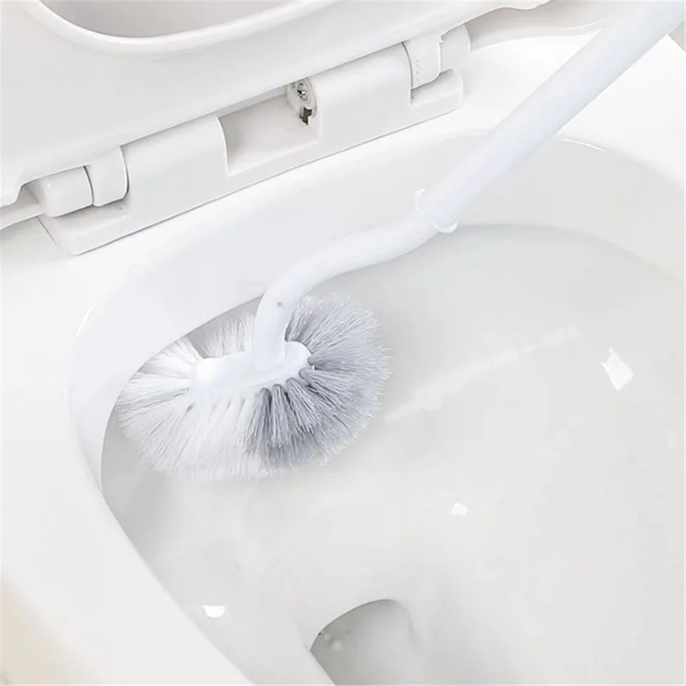 1PC Toilet Brush Dead Corner Decontamination Cleaning Double Side Curved Plastic Brush Toilet Bathroom Long Handle Brush Ecoco