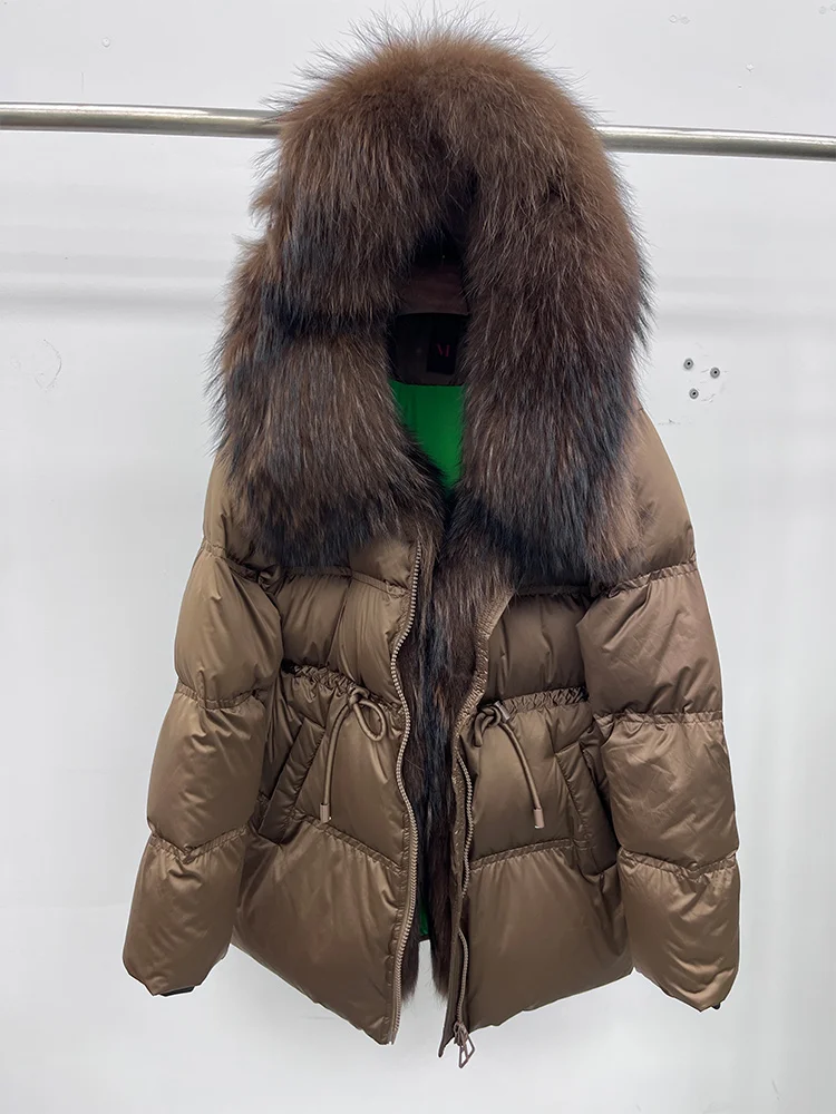 2025 New Fashion Winter Goose Down Jacket Natural Fox Raccoon Fur