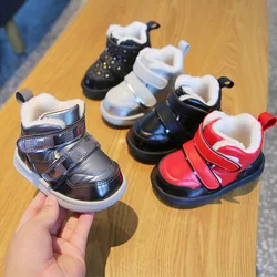 Çocuk çizmeleri kış erkek pamuklu ayakkabılar moda kalınlaşmak sıcak çocuk kız Sneakers açık bebek kısa çizmeler