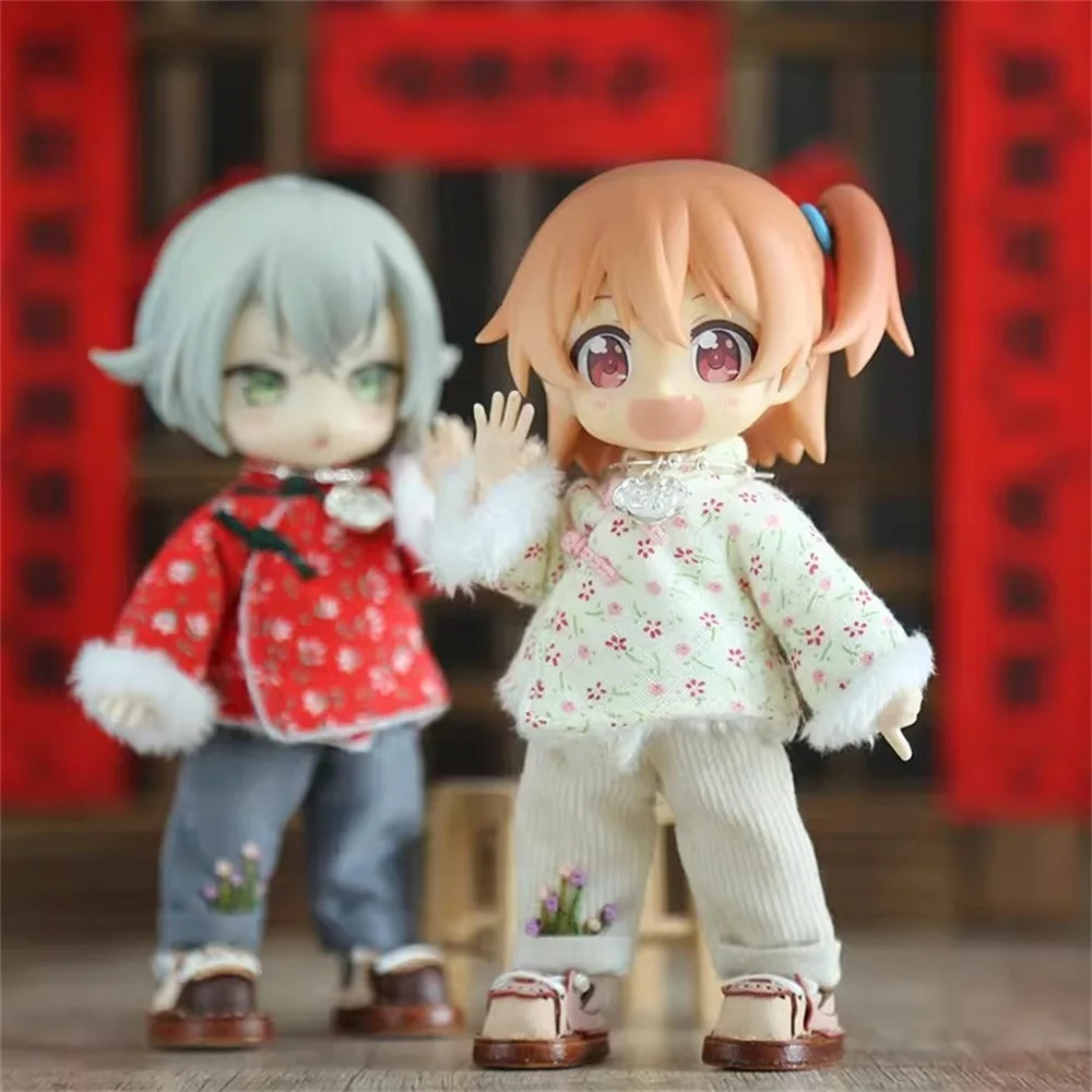 

Snail Ob11 Clothes Pan Button Floral Cotton Jacket Coat Pants Set Model Accessories In Stock