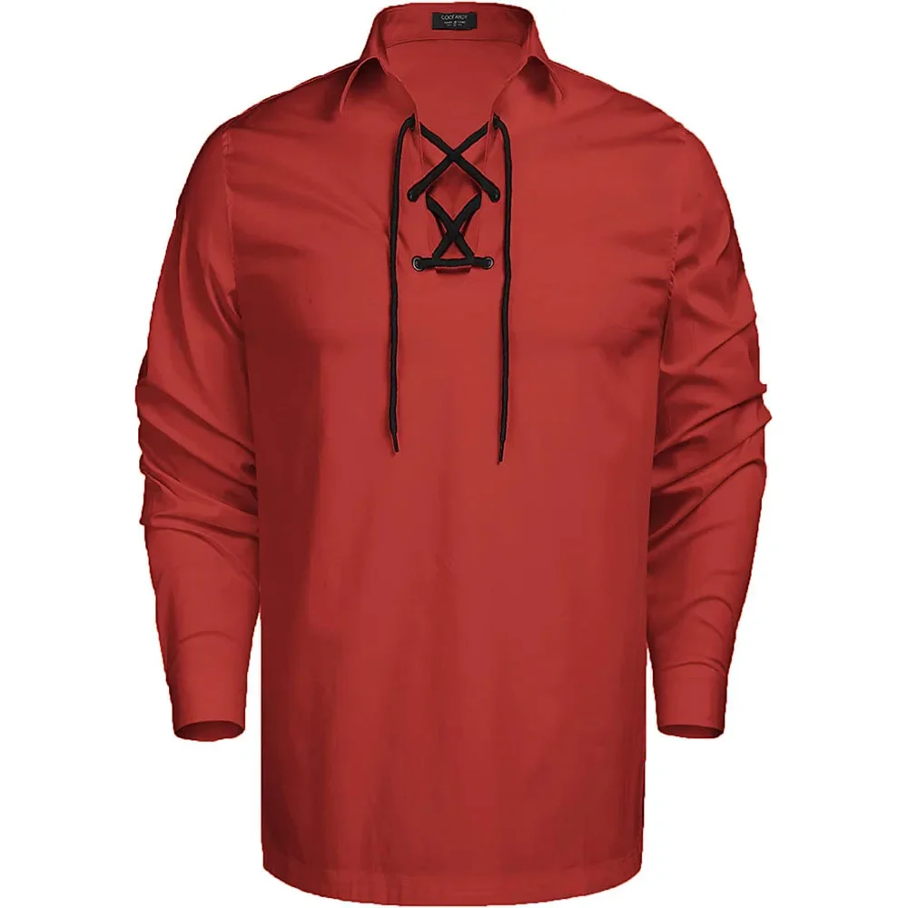 Middeleeuwse Renaissance Piraat Tops Heren V-Hals Vetershirt