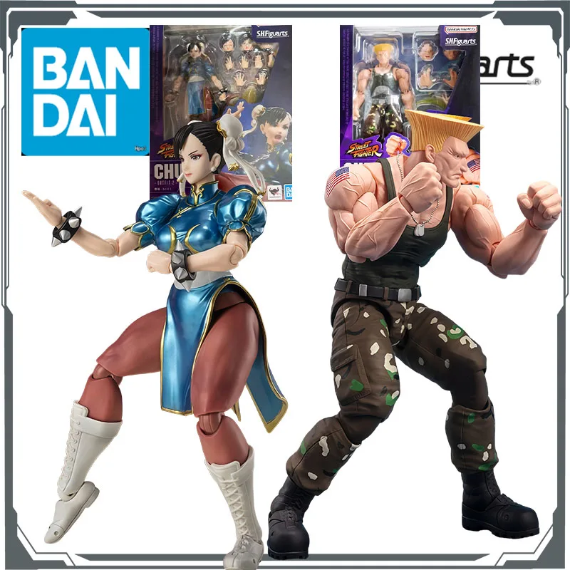 

Bandai Original S.H.Figuarts Chun-Li & Guile Anime Action Figures Toys for Boys Christmas Gift Collectible Model Ornaments