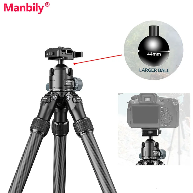 

Manbily WZ-2832 Professional Carbon Fiber Heavy Duty Tripod 2-sections Max.Load 20kg/44 lbs for DSLR Camera