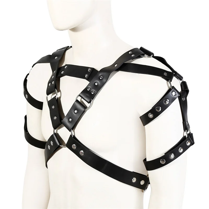 Mens Leather Top Harness Belts BDSM Fetish Gay Full Body Bondage Straps Lingerie Punk Rave Goth Chest Harness Costumes