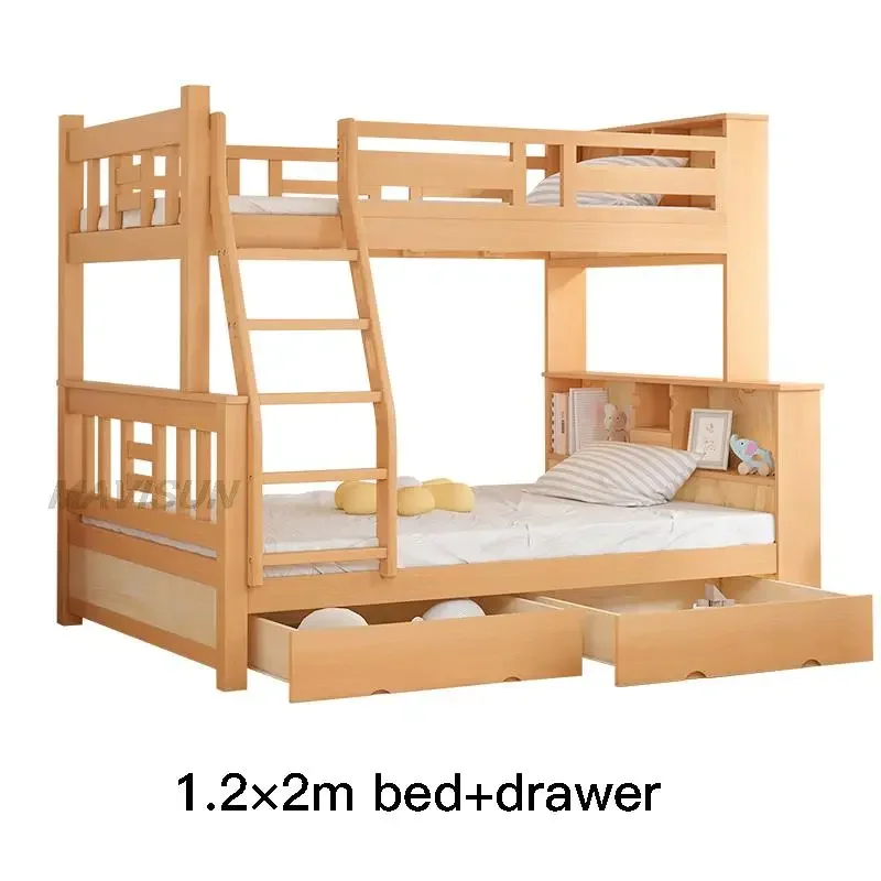 Bookcase Type Multifunctional German Beech Wood Bed Frame Good Quality And Low Price Bedroom Furniture Bunk Bed For Children