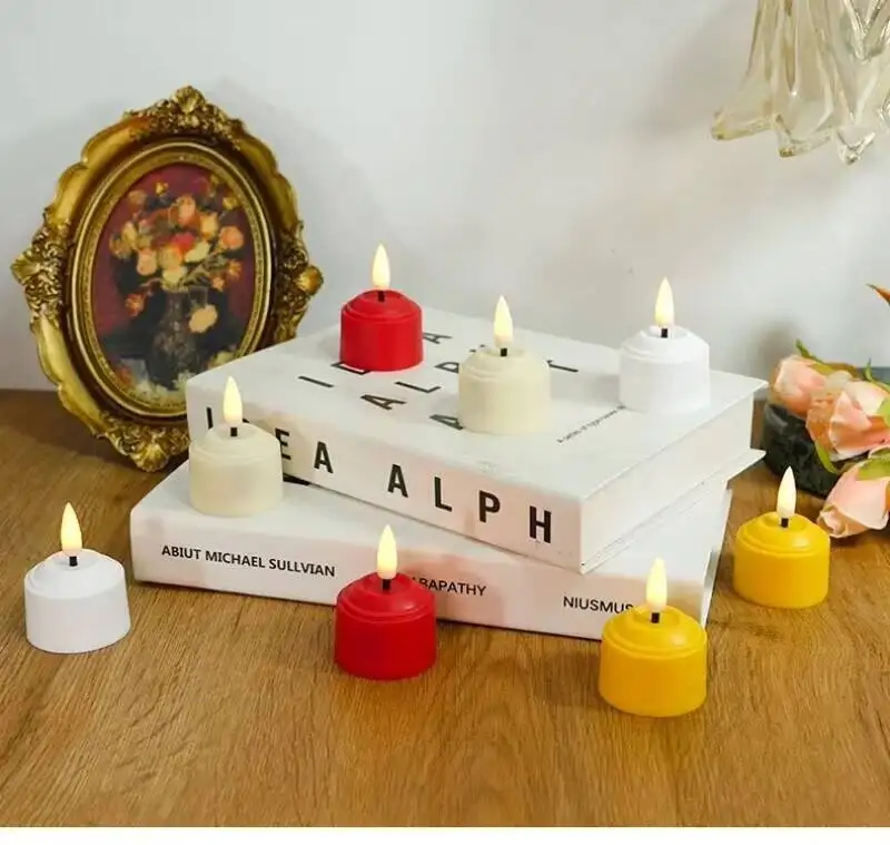 

3D Wick LED Tea Light Rechargeable Remote Control W/Timer Flickering Warm White Flameless Candles W/Charging Station&USB Cable